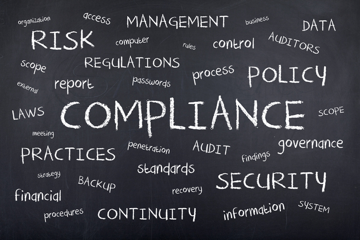 Compliance word cloud on blackboard